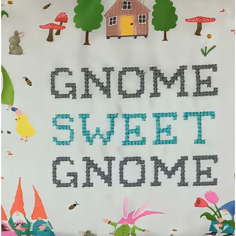 Isaac Mizrahi Gnome Sweet Gnome Feather Pillow Spring Easter Flowers Mushrooms